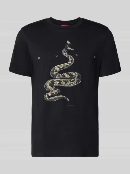 Krój regular fit t-shirt z czystej bawełny model DISCORD' Hugo czarna