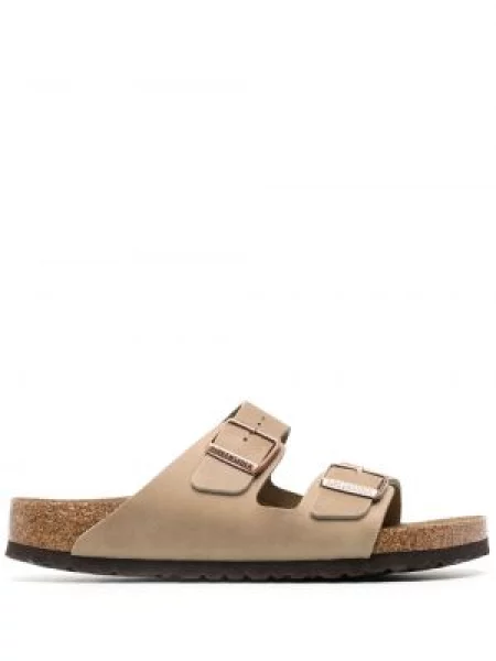 Klapki Birkenstock skórzane brązowe