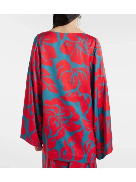 Top Dries Van Noten din satin cu imagine roșu