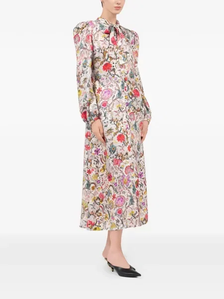 Rochie midi Roberto Cavalli cu model floral cu imagine până la genunchi