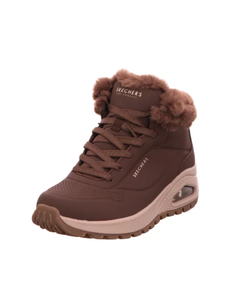 Botki Skechers skórzane brązowe