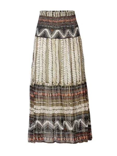 KOROSHI Sukňa hnedá / olivová / hrdzavo červená biela