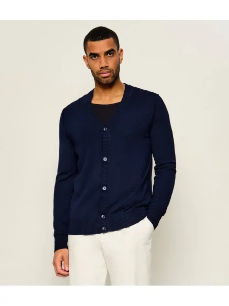 BOSS ORANGE Cardigan cu adaos de lână albastru