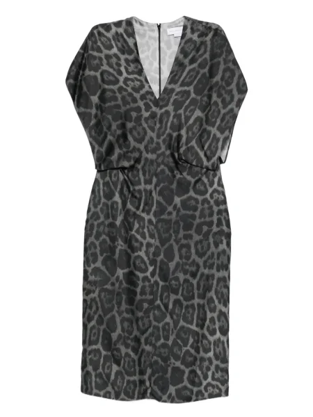 Rochie midi Stella Mccartney cu imagine cu model leopard cu decolteu în V gri