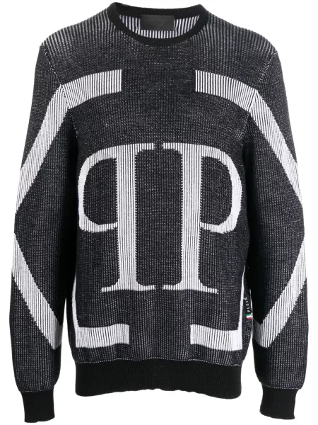 Pulover Philipp Plein de lână cu autograf negru