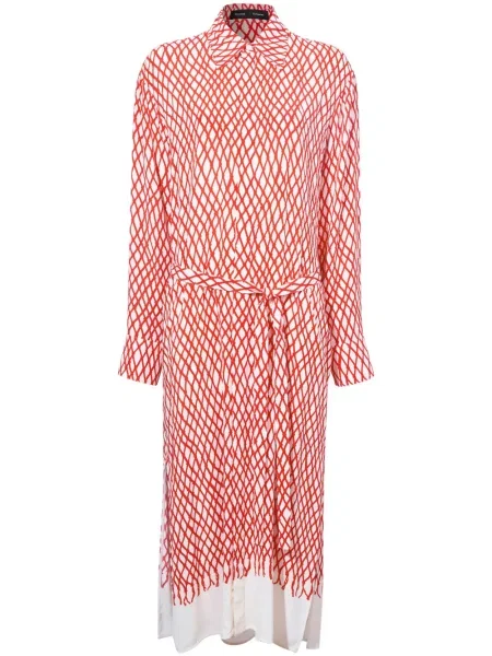 Rochie midi Proenza Schouler cu imagine cu imprimeu abstract până la genunchi roșu
