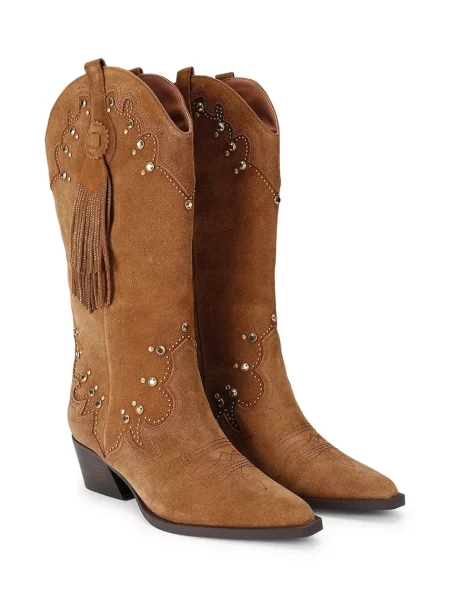 Kurt Geiger London cowboy csizma női velúr Oxford Western Tassel barna
