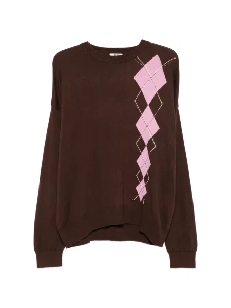 Stras pulover Liu Jo cu model argyle maro