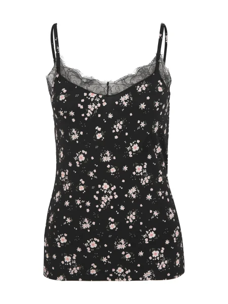 S.Oliver Bluză de noapte negru roz / verde închis alb