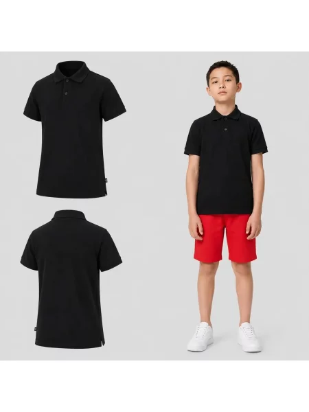 KOSZULKA POLO CHŁOPIĘCA 4F T-SHIRT SPORTOWY czarna