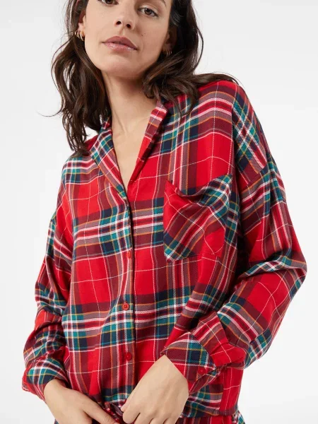 Картата сорочка Etam червона