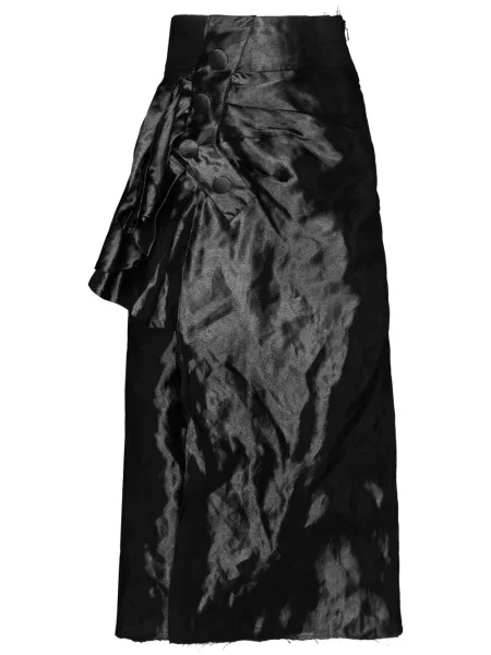 Fustă midi Maison Margiela drapată până la genunchi negru