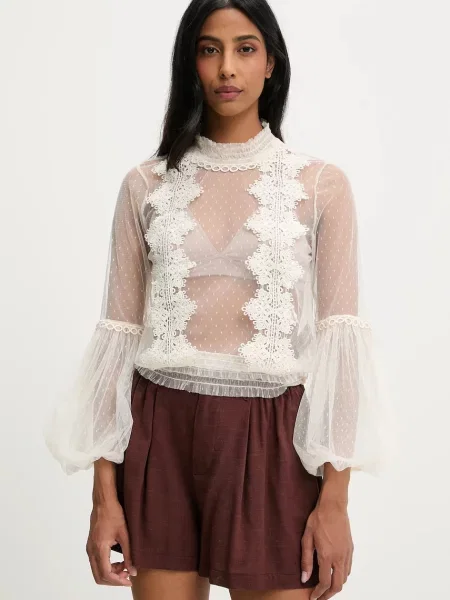 Блуза Answear Lab дамска с апликация бежово