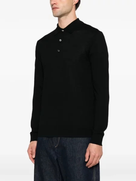 Lung tricou polo éphémère negru