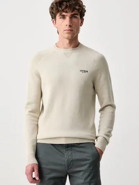 Guess pulover pentru bărbați cu amestec de lână NAITO bej
