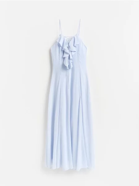 Reserved Rochie maxi cu volane albastru-pal albastru
