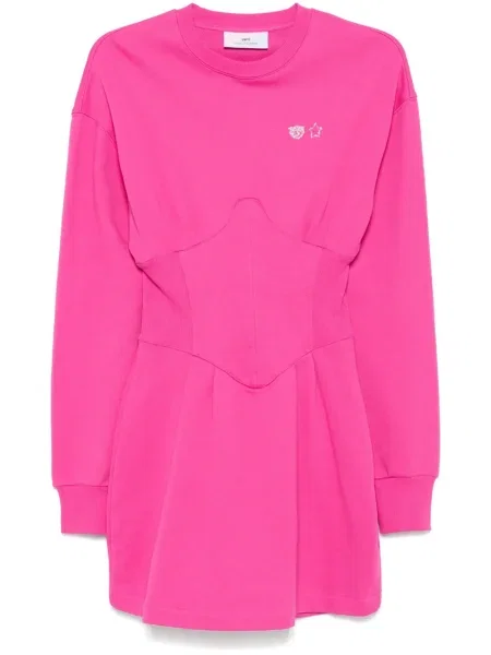 Mały sukienka mini Chiara Ferragni z gorsetem garniturowa różowa