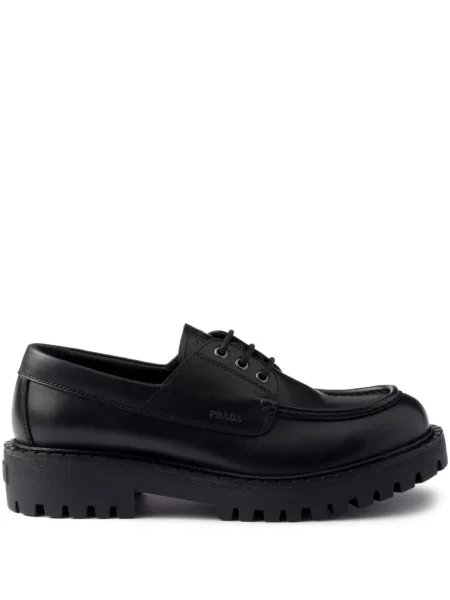 Pantofi derby Prada cu șireturi din piele negru