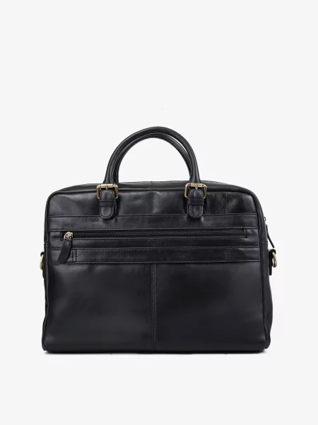 Кожаная сумка для ноутбука Inbag черная