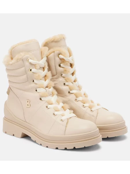 Botine Bogner cu șireturi din piele bej