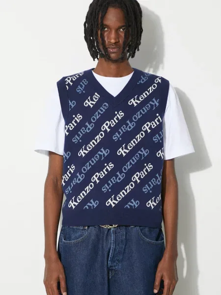 Елек с вълна Kenzo by Verdy Vest тъмносиньо