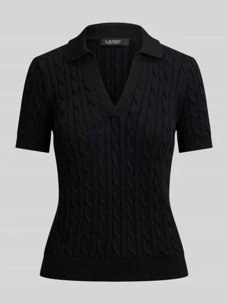 Koszulka polo o kroju regular fit z tkanego materiału – mieszanka bawełny Lauren Ralph Lauren czarna