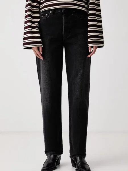 Tommy Jeans blugi straight pentru femei negru