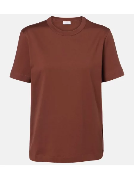 Tricou Brunello Cucinelli din jerseu maro
