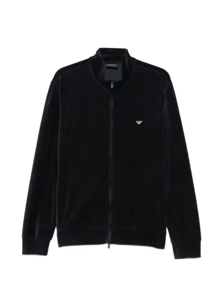Hanorac cu fermoar Emporio Armani de catifea albastru