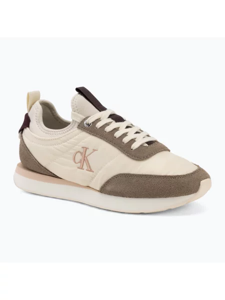 Încălțăminte pentru femei Calvin Klein Retro Runner Sock Laceup Mix Mat turtledove/spanish villa/bordeaux