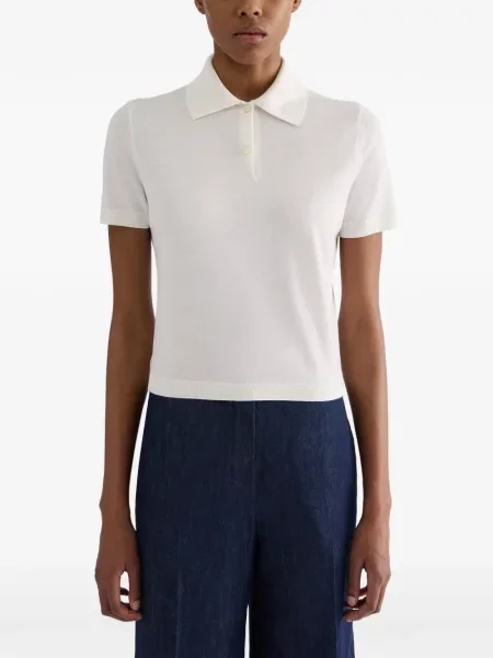 Tricou polo Jil Sander de lână alb