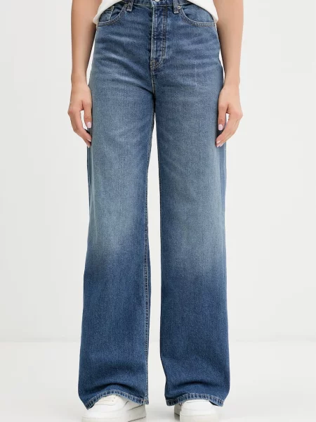 Tommy Jeans blugi wide leg damă albastru