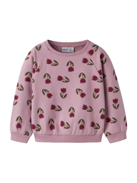 NAME IT Sweater majica NMFOkla maslinasta / sivkasto ljubičasta mauve / ljubičasto crvena