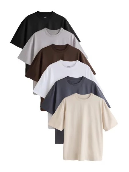 Next Tricou Essential crem / ciocolatiu / gri deschis / gri închis / negru alb