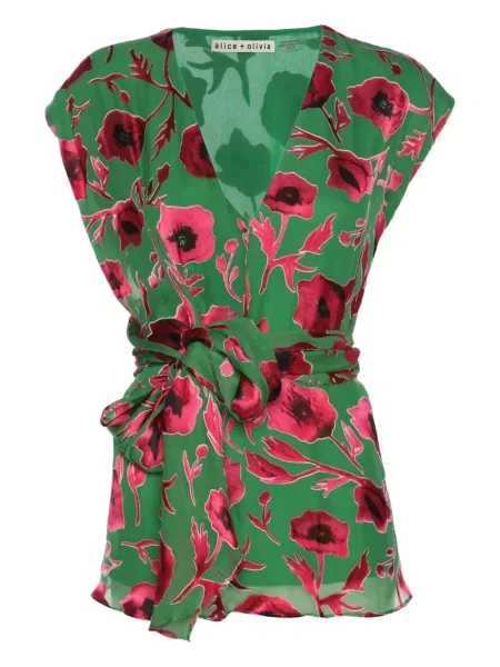 Top Alice + Olivia z nadrukiem kopertowy zielony