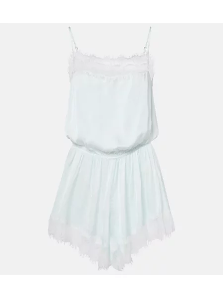 Salopetă scurtă Poupette St Barth din dantelă albastru