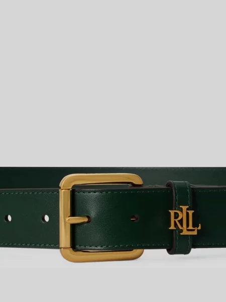 Pasek z naturalnej skóry bydlęcej z detalem z logo Lauren Ralph Lauren
