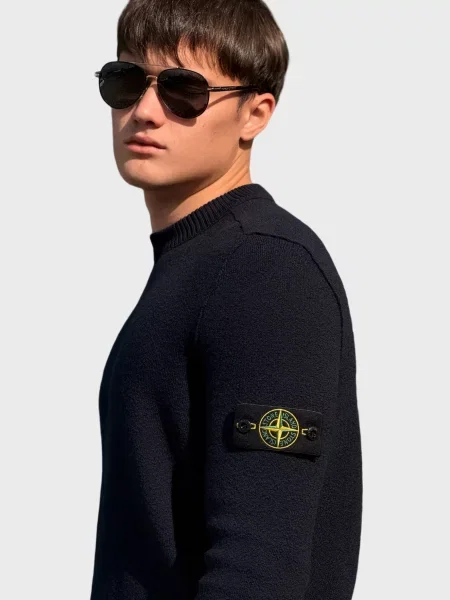 Шерстяная толстовка Stone Island с камнями синяя
