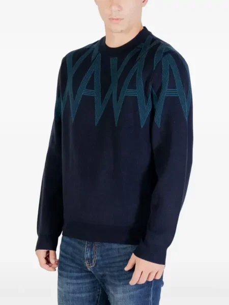 Pulover Armani Exchange cu autograf negru