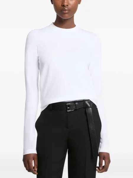 Koszulka Michael Kors Collection z okrągłym dekoltem koronkowa dzwony czarna