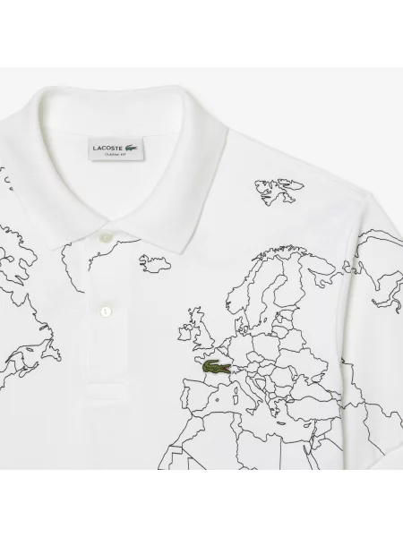 Lacoste Koszulka Polo Z Nadrukiem Z Organicznej Bawełny Piqué biała