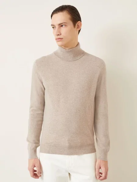 Zegna Svetr S Rolákem Z Kašmíru béžová