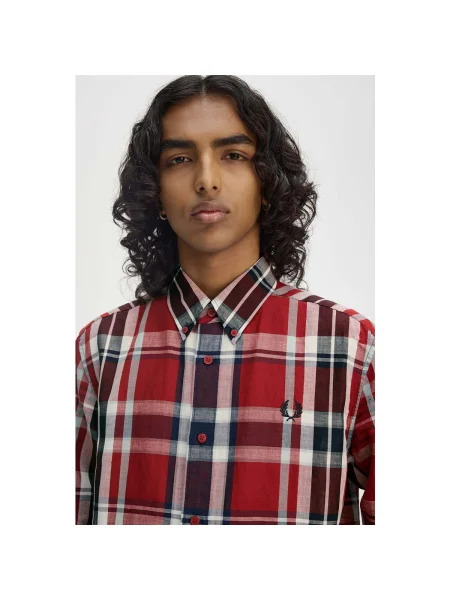 Cămașă Fred Perry în carouri roșu
