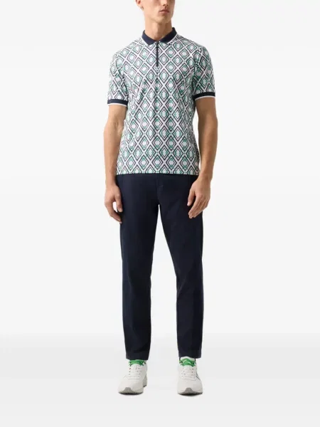 Gulerat tricou polo Bogner cu imagine cu imprimeu geometric albastru