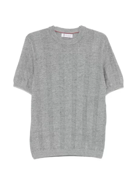 Žebrované tričko Brunello Cucinelli šedý