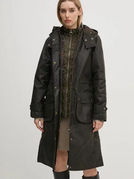 Barbour hanorac Long Cannich Wax femei de tranzitie verde