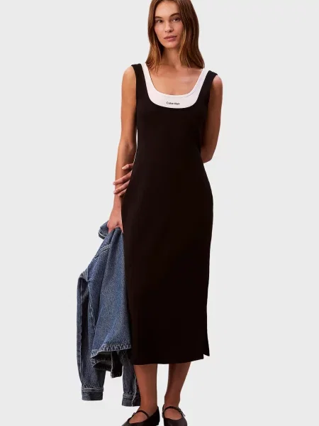 Міді джинсова сукня Calvin Klein Jeans чорна