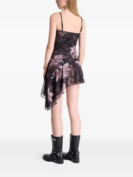 Rochie Allsaints cu model floral cu imagine asimetrică negru