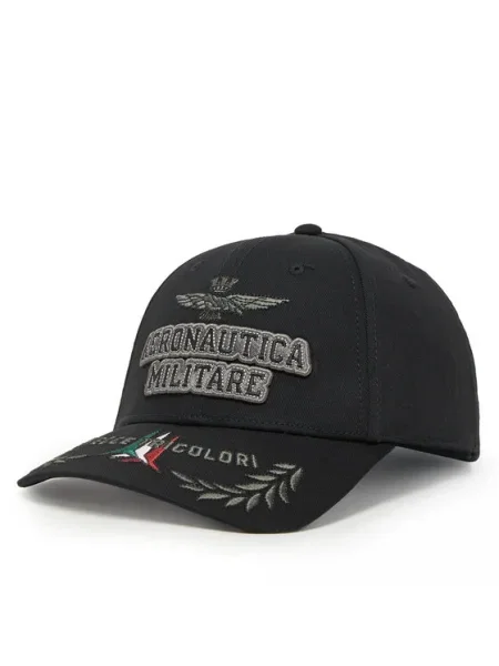 Шапка с козирка Aeronautica Militare с апликация черно
