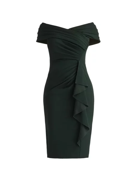 Rochie cu volane Tadashi Shoji cu volane verde